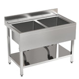 Stainless Steel Two Compartment Commercial Sink with Shelf Kitchen Sinks Living and Home 