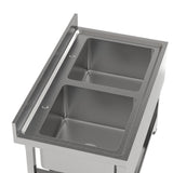 Stainless Steel Two Compartment Commercial Sink with Shelf Kitchen Sinks Living and Home 