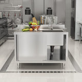 Dismantlable 201 Stainless Steel Single Sink Cabinet with Left-Side Sink Living and Home 