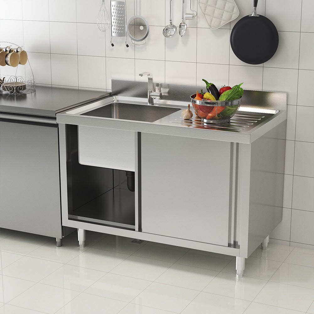 Dismantlable 201 Stainless Steel Single Sink Cabinet with Left-Side Sink Living and Home Version B 