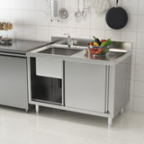 Dismantlable 201 Stainless Steel Single Sink Cabinet with Left-Side Sink Living and Home Version B 