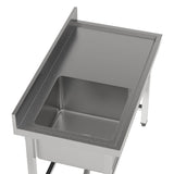 Stainless Steel One Compartment Commercial Sink with Right Drainboard Kitchen Sinks Living and Home 