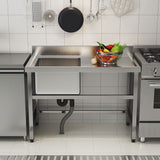 Stainless Steel One Compartment Commercial Sink with Right Drainboard Kitchen Sinks Living and Home 