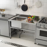 Stainless Steel One Compartment Commercial Sink with Right Drainboard Kitchen Sinks Living and Home 