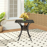 2.6ft Width Cast Aluminium Square Outdoor Dining Table Black Garden Dining Tables Living and Home 