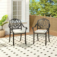 Set of 2 Outdoor Cast Aluminum Dining Chairs with Cushions Patio Side Chairs Living and Home 