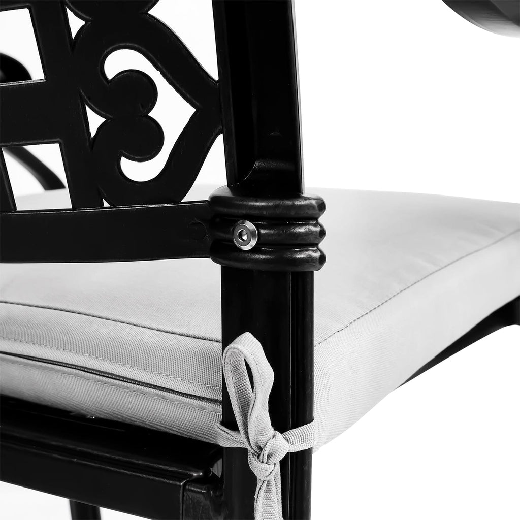 Set of 2 Outdoor Dining Chairs with Cushions Cast Aluminium Living