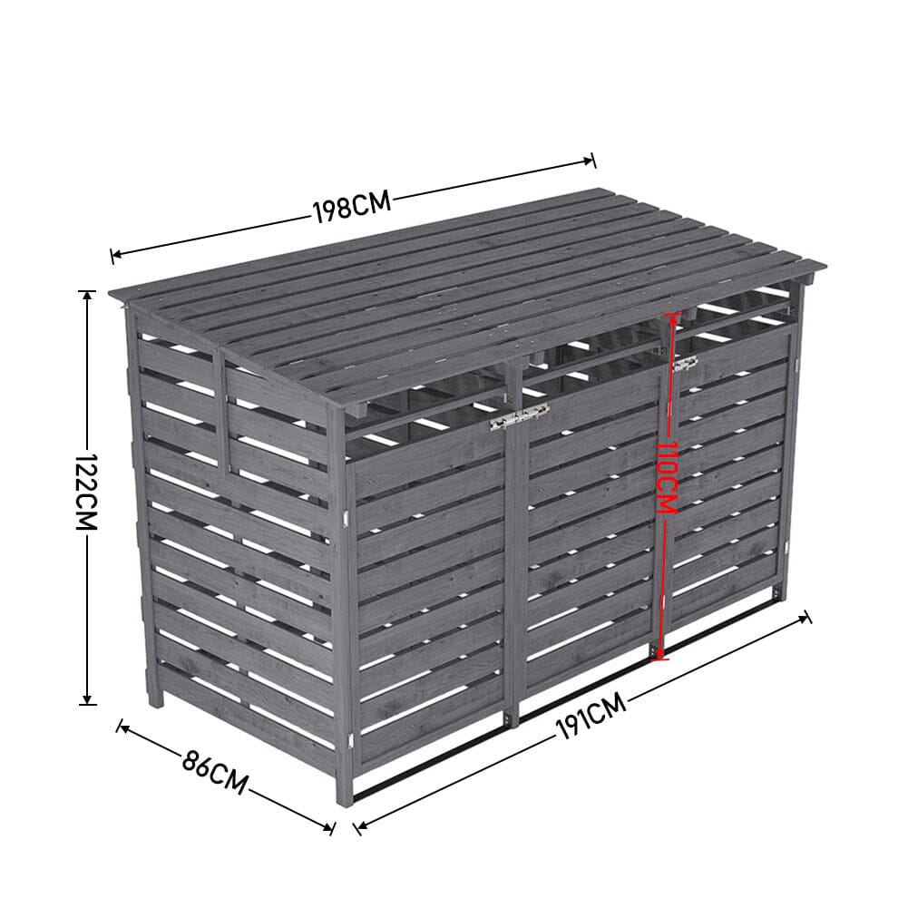 Livingandhome Outdoor Spruce Wood Trash Can Storage Shed Living and Home 