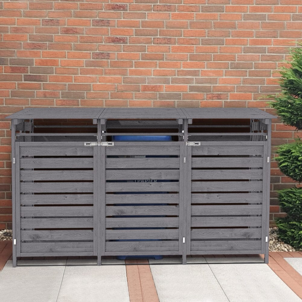 Livingandhome Outdoor Spruce Wood Trash Can Storage Shed Living and Home 