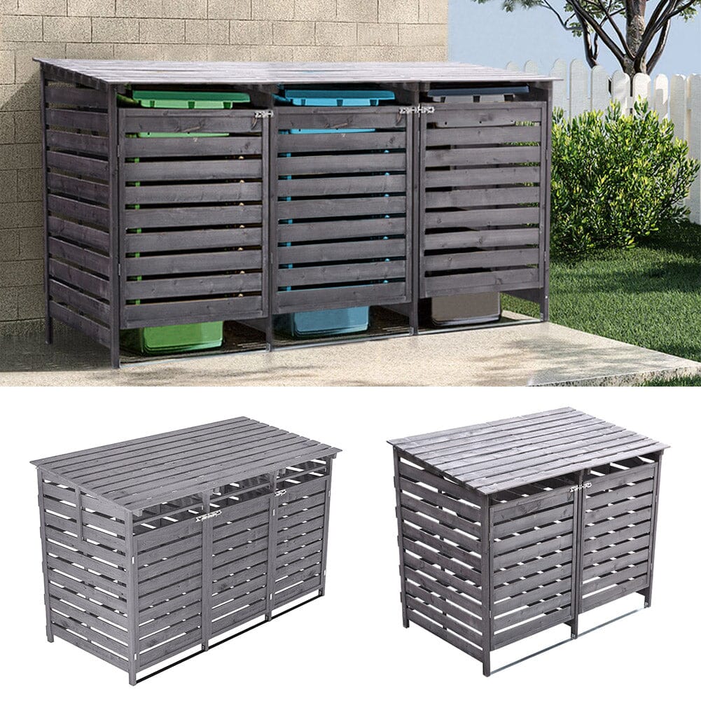 Livingandhome Outdoor Spruce Wood Trash Can Storage Shed Living and Home 