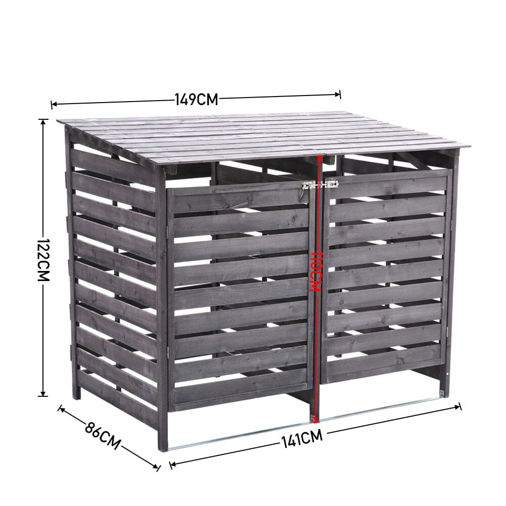 Livingandhome Outdoor Spruce Wood Trash Can Storage Shed Living and Home 