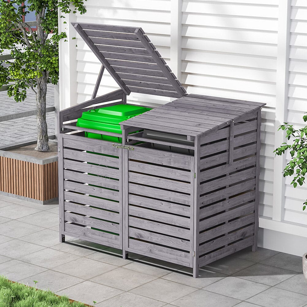 Livingandhome Outdoor Spruce Wood Trash Can Storage Shed Living and Home 