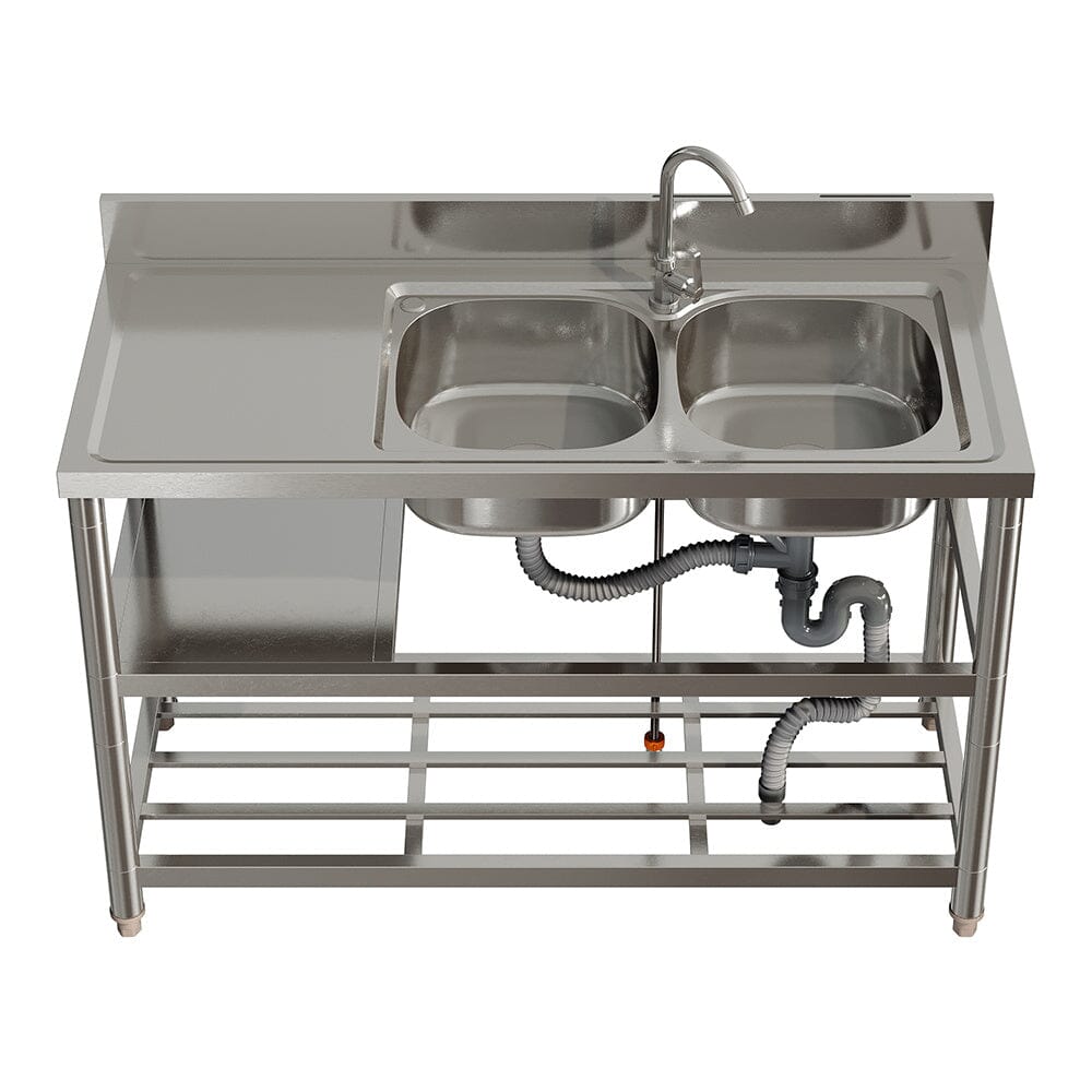 Stainless Steel One Compartment Sink with Shelves Living and Home 