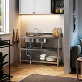 Stainless Steel One Compartment Sink with Shelves Living and Home 