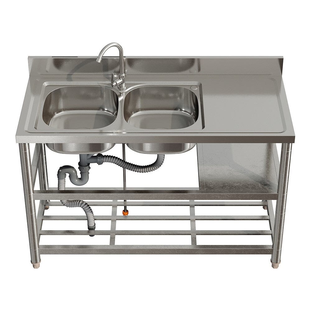 Stainless Steel One Compartment Sink with Shelves Living and Home 