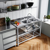 Stainless Steel One Compartment Sink with Shelves Living and Home 