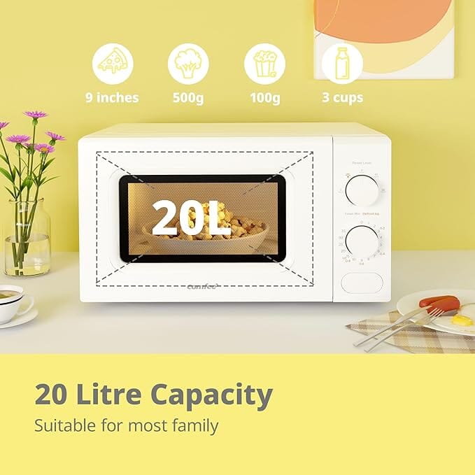 700W 20L Countertop Microwave Oven with Dual Knob Living and Home White 
