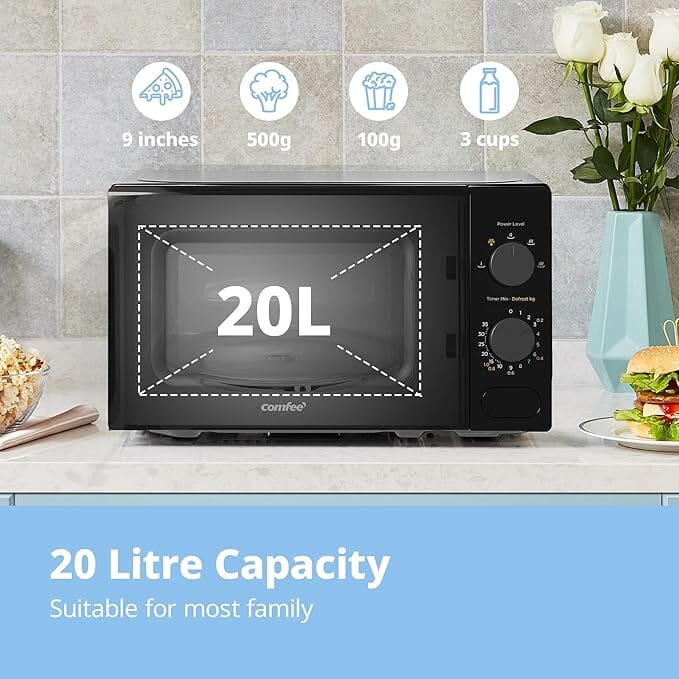 700W 20L Countertop Microwave Oven with Dual Knob Living and Home Black 