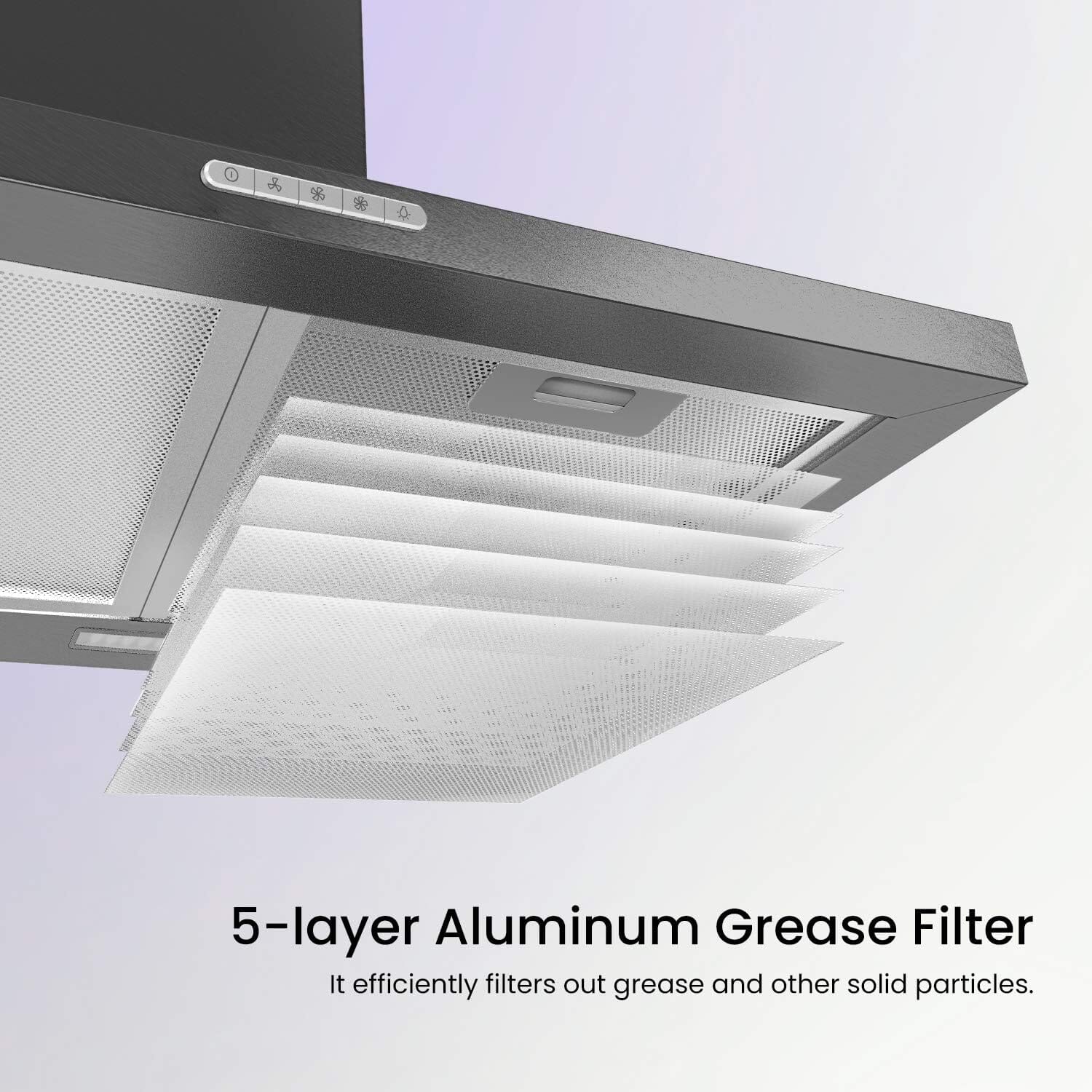 Black 60CM/ 90CM Wall-mounted 3-Speed Chimney Range Hood Cooker Extractor Living and Home 