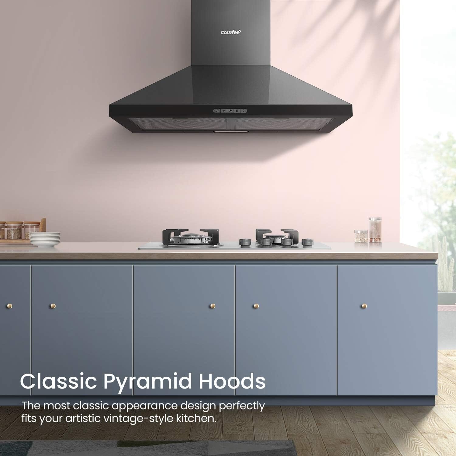 Black 60CM/ 90CM Wall-mounted 3-Speed Chimney Range Hood Cooker Extractor Living and Home 