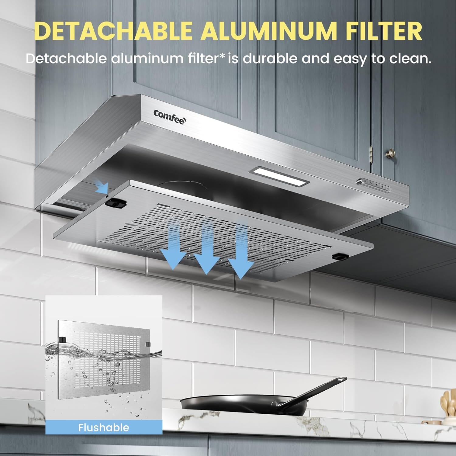 60cm Under Cabinet Wall-Mount Cooker Range Hood with 3-Speed Modes Living and Home 