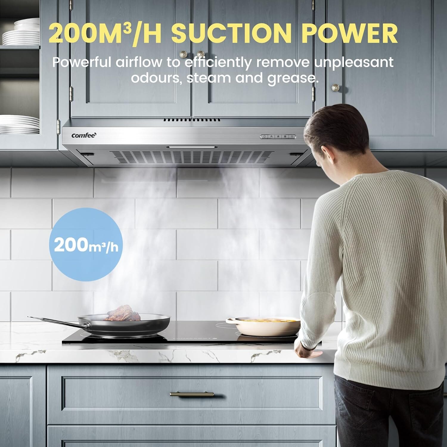60cm Under Cabinet Wall-Mount Cooker Range Hood with 3-Speed Modes Living and Home 