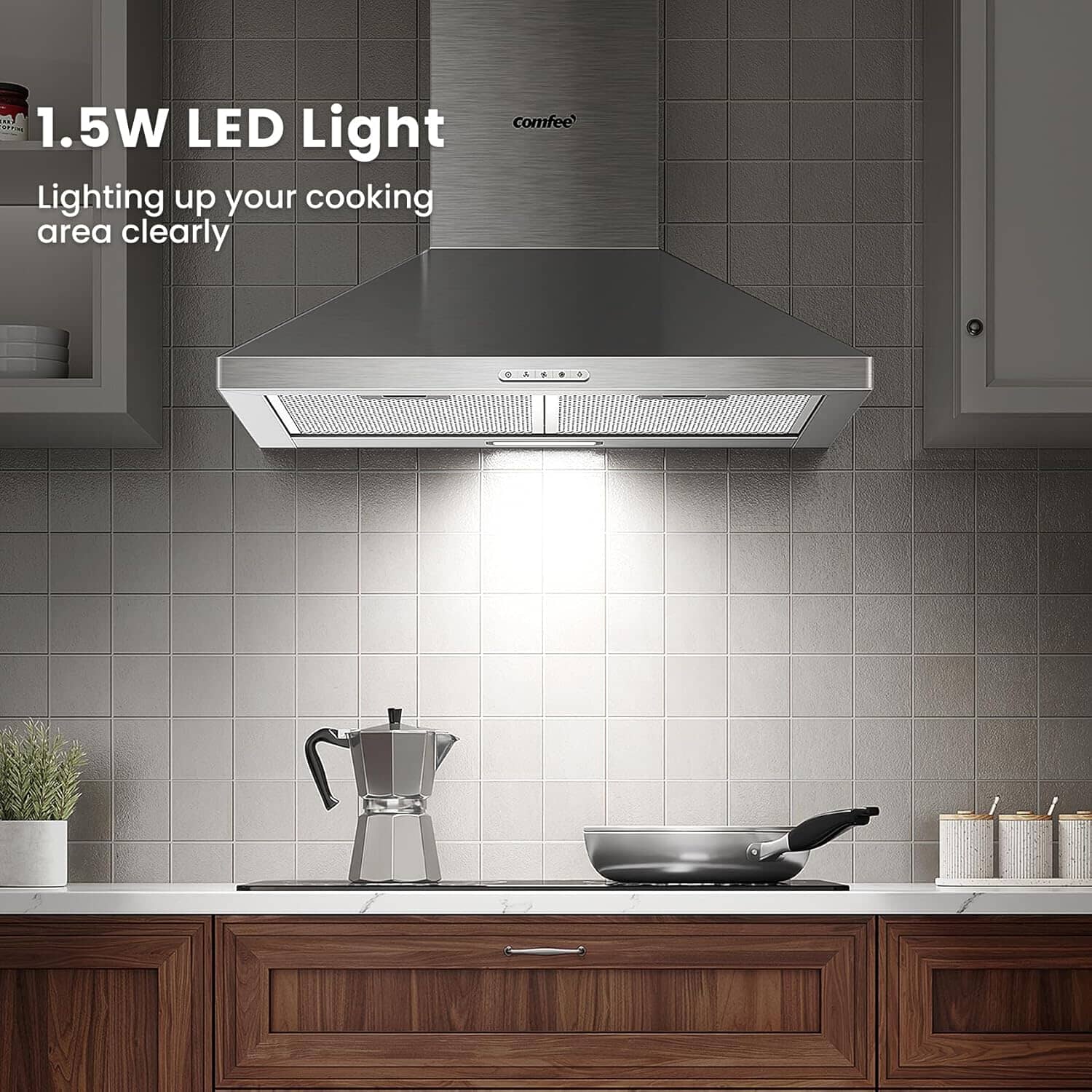 Class A+ 60cm Chimney Cooker Range Hood Kitchen Extractor with 3-Speed Modes Living and Home 