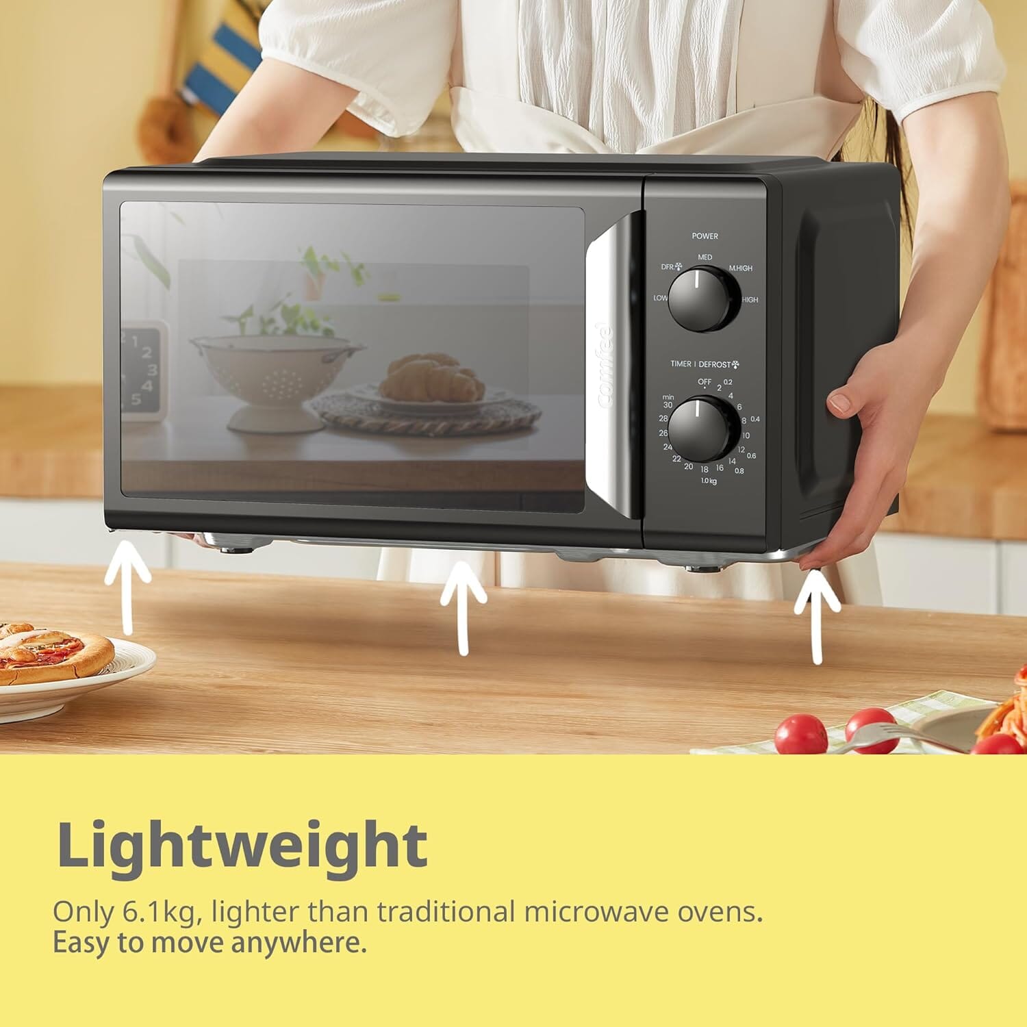 700W White 19L 5-level Power Kitchen Manual Microwave Oven with Timer Living and Home 