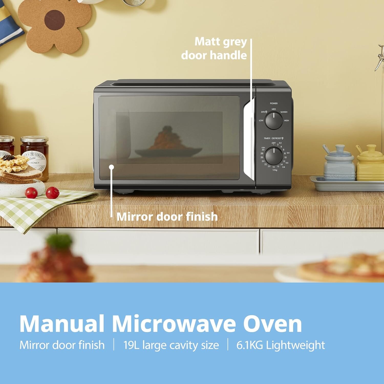 700W White 19L 5-level Power Kitchen Manual Microwave Oven with Timer Living and Home 