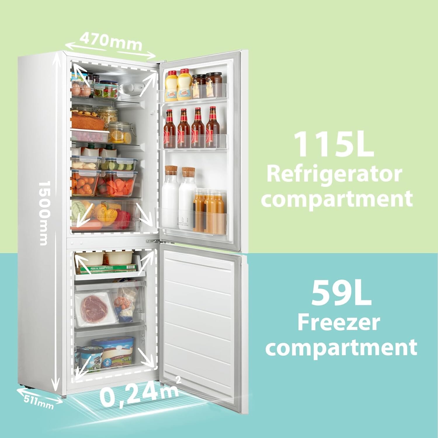 174L Freestanding Low Frost Fridge Freezer Living and Home 