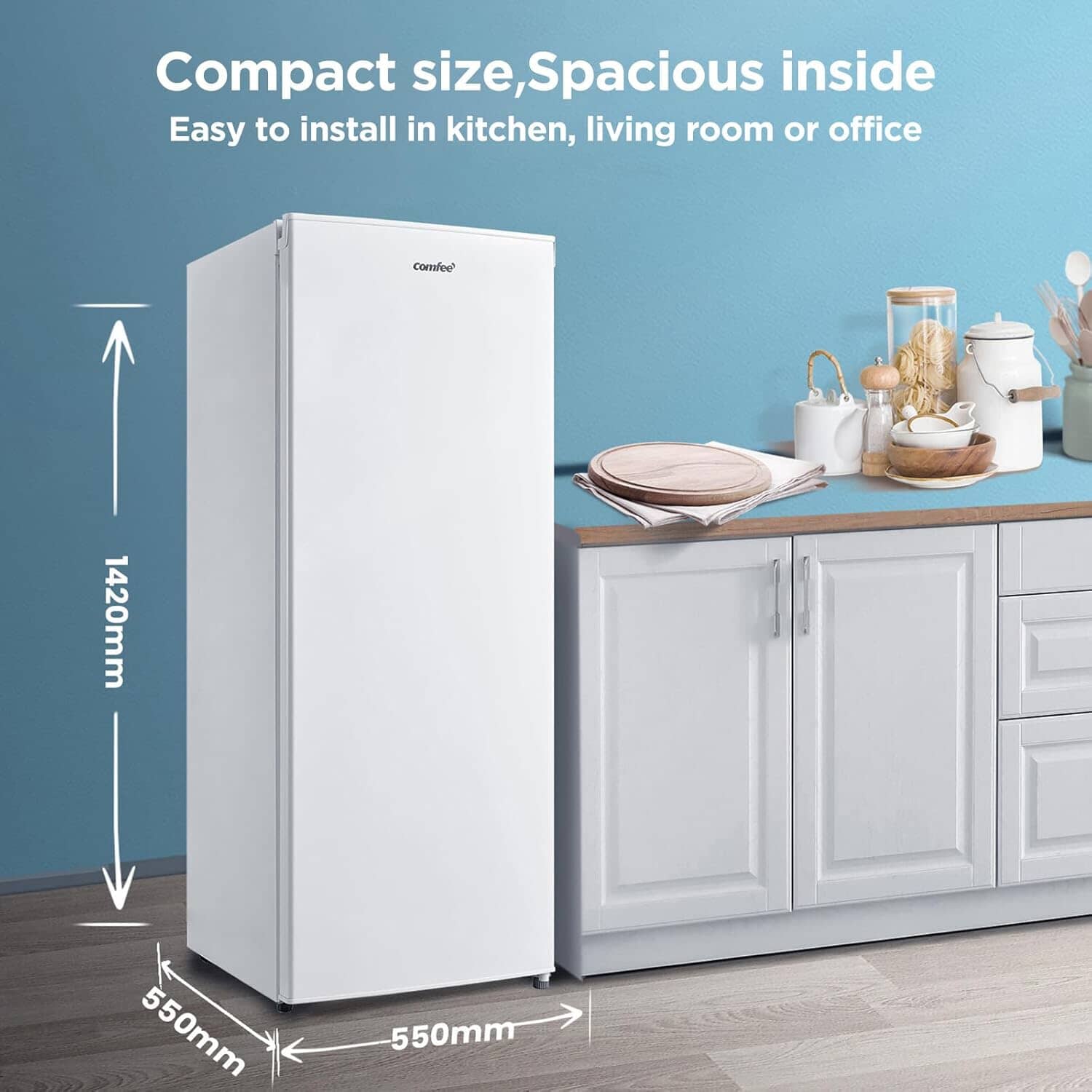 COMFEE' RCU160WH2UK(E) 160 Litre Freestanding Upright Freezer Living and Home 