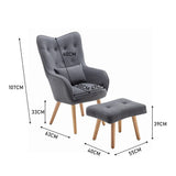 107cm Height Velvet Wingback Lounge Armchair and Footstool Wingback Chairs Living and Home 