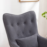 107cm Height Velvet Wingback Lounge Armchair and Footstool Wingback Chairs Living and Home 