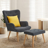 2-piece Grey Tufted Accent Chair with Ottoman Set Lounge Chairs Living and Home 