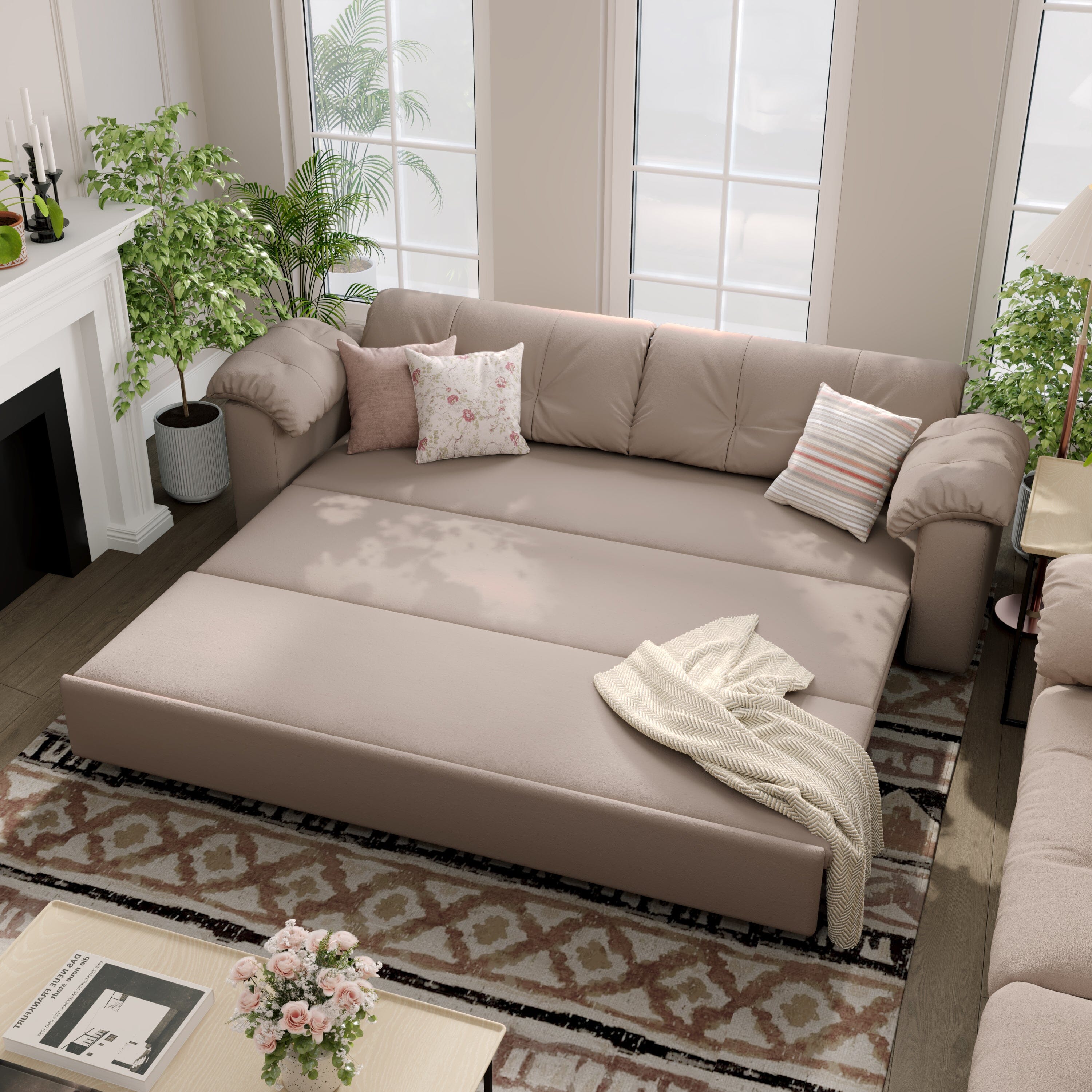 Cottonfy Multifunctional Sleeper 3 Seater Sofa Bed with Storage Space Cottonfy UK 
