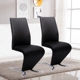 Modern Hourglass PU Dining Chairs – Set of 2 in Black Living and Home 