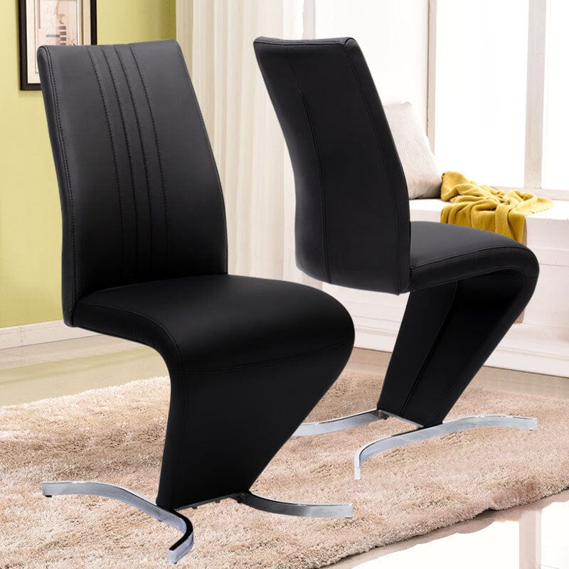 Modern Hourglass PU Dining Chairs – Set of 2 in Black Living and Home 