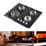 Black Tempered Glass 2/4-Burner Gas Cooktop Gas Cooktops Living and Home 56cm W x 48cm D 