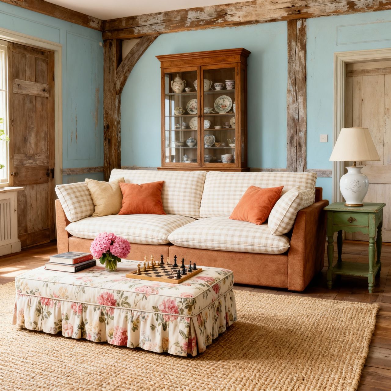 Cottonfy British Retro Check & Striped Sofa with Removable Covers Living and Home 220 CM Warm Tartan Charm Cotton Blends 