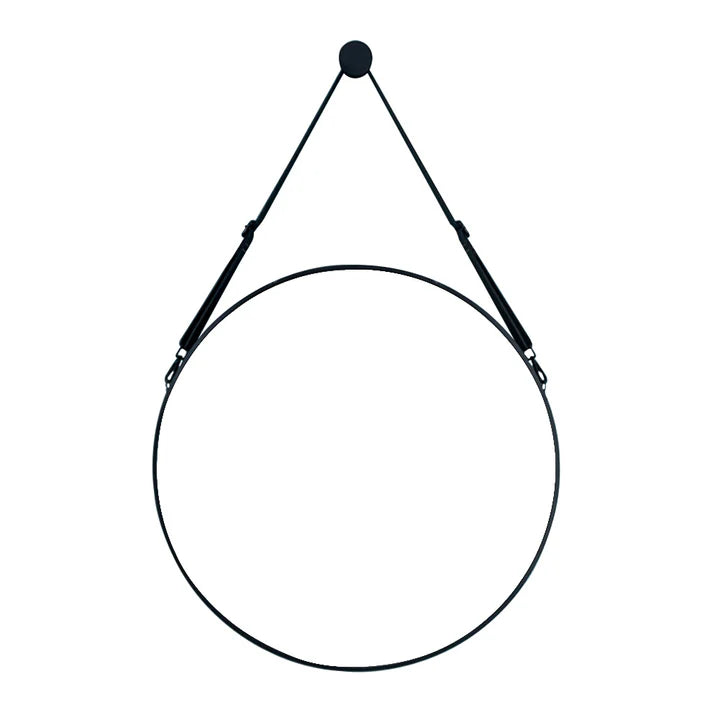 Retro Round Hanging Mirror with Adjustable Leather Strap Living and Home 