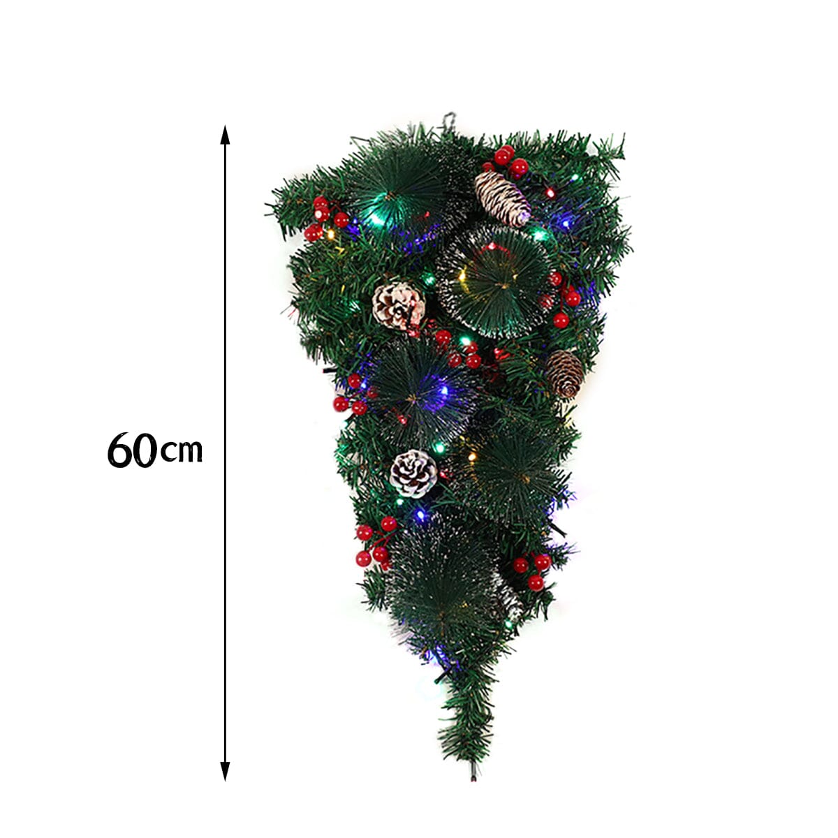 Christmas Wreath Vine 60cm with LED Hanging Tree (With Lights) Living and Home 