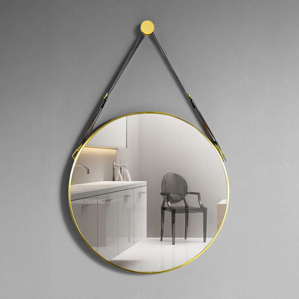 Scandinavian Minimalist Adjustable Round Hanging Mirror – 40cm Gold Finish Living and Home 