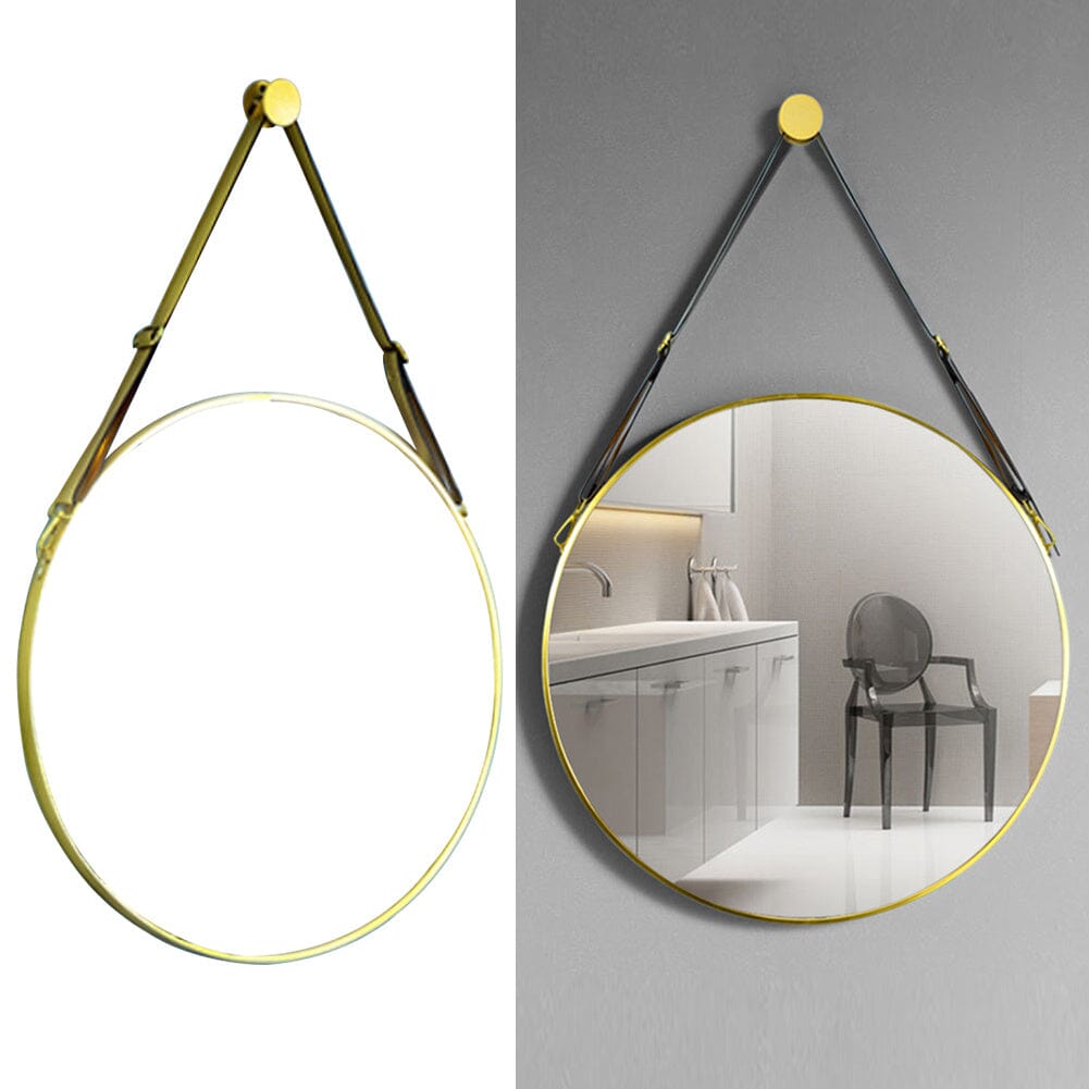 Scandinavian Minimalist Adjustable Round Hanging Mirror – 40cm Gold Finish Living and Home 