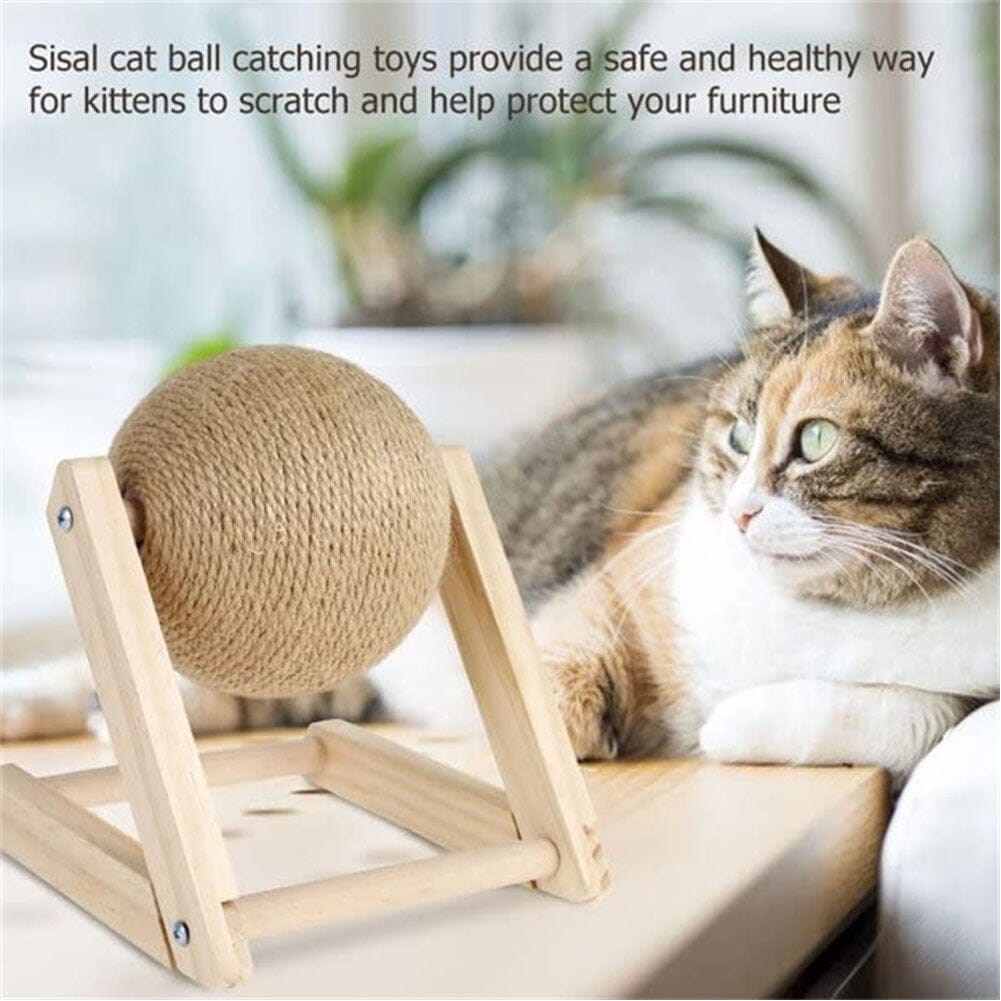 V-Shaped Wooden Cat Scratcher Ball: Fun and Functional Claw Care Living and Home 
