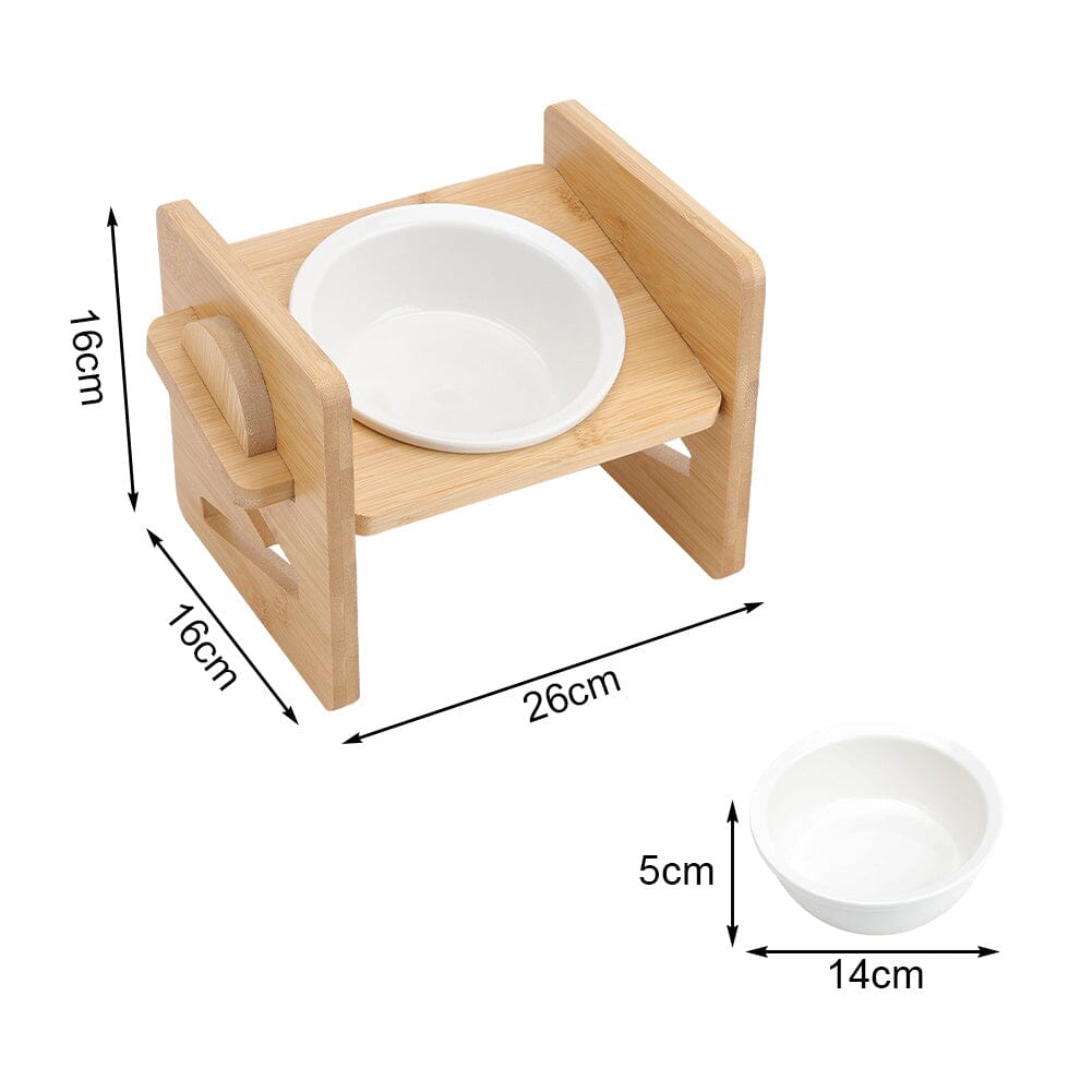 Adjustable Bamboo Single Ceramic Bowl Pet feeder Living and Home 