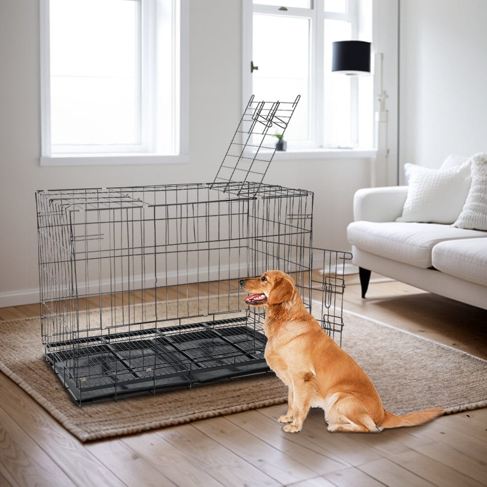 Reinforced Black Pet Cage for Medium to Small Dogs, Cats, and Rabbits Living and Home 