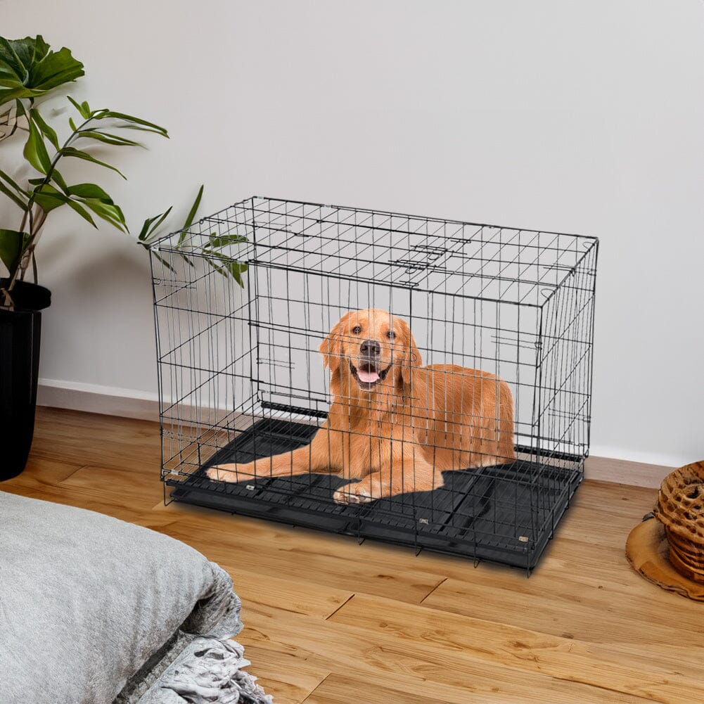 Reinforced Black Pet Cage for Medium to Small Dogs, Cats, and Rabbits Living and Home 