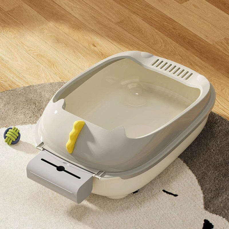 High-Sided Semi-Closed Oval-shaped Cat Litter Box Living and Home 
