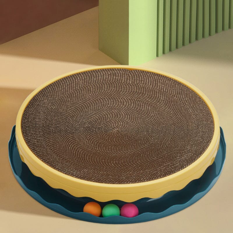 Circular Cat Scratching Board with Ball Toy Living and Home Blue 
