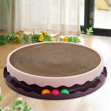 Circular Cat Scratching Board with Ball Toy Living and Home Brown 
